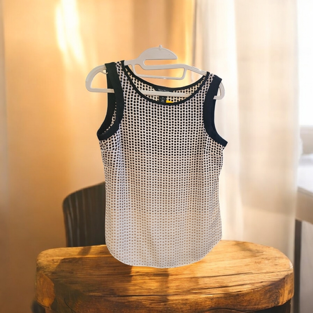 White House Black Market Ombre, Black/Cream Sleeveless Shell, Fits Like Sm, EC